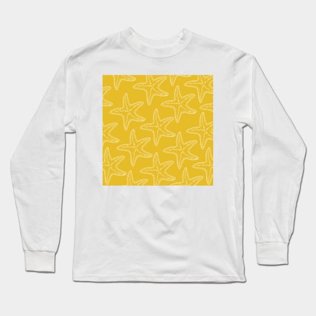 starfish aloha hawaii pattern yellow and white Long Sleeve T-Shirt by maplunk